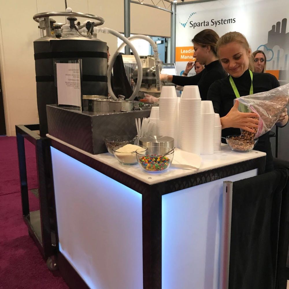 Sparta Systems nitrogen ice cream booth at trade show